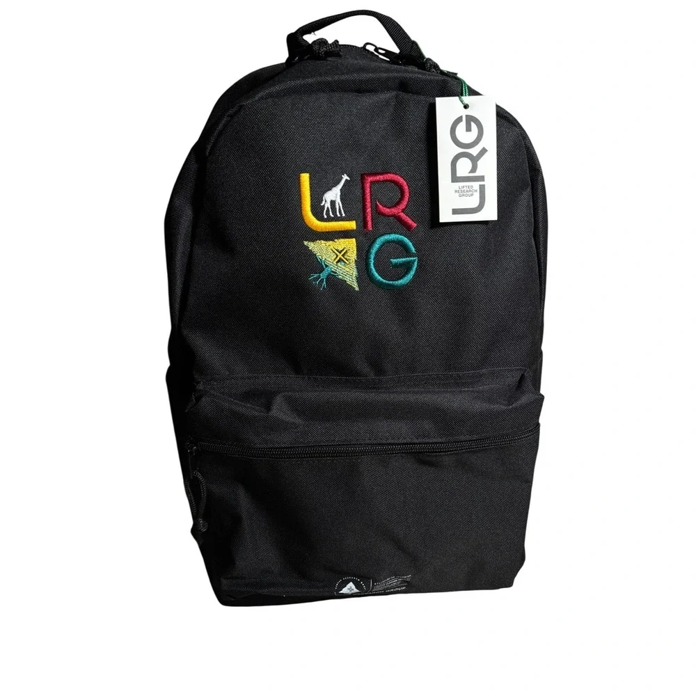 NWT LRG Lifted Research Group Black Backpack Embroidered Logo Streetwear Bookbag - Picture 1 of 11